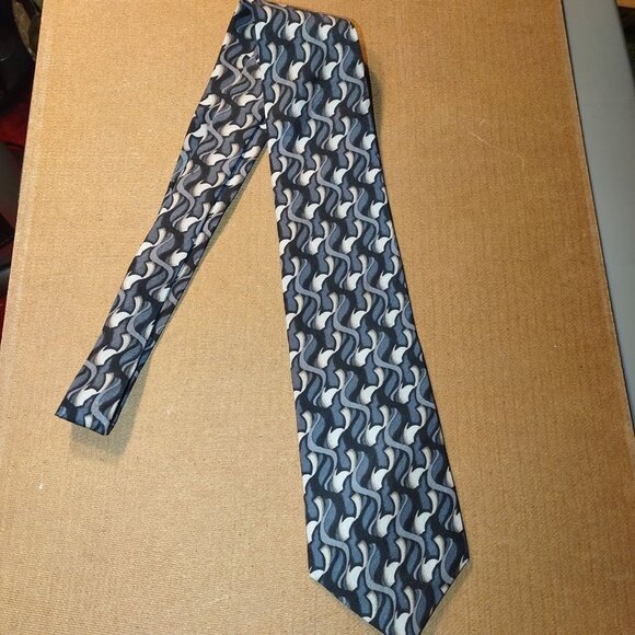 Geoffrey Beene Mens Long Tie Silk Blue & Gray Abstract Pattern - Picture 1 of 2